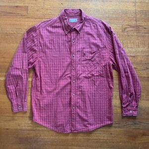 Carhartt Mens L Red Plaid Long Sleeve Button Down Casual‎ Shirt